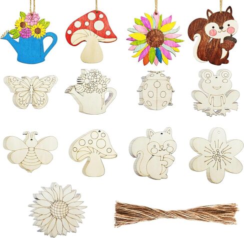 36 Pcs DIY Wooden Magnets, Unfinished Wood Dinosaur Animal Cutouts Ornaments for Crafts, Wooden DIY Paint Craft,Wood Discs Slices Dino Shapes Blank Hanging Embellishment for Kids Home Decor in Saudi Arabia