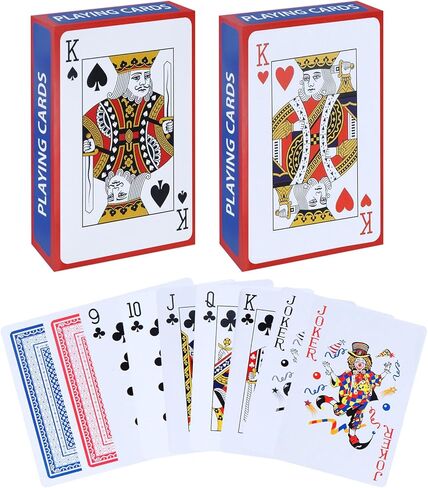 ورق لعب بتصميم كلاسيكي مكون من قطعتين، مجموعة قياسية من أوراق اللعب، بطاقات بوكر احترافية لطاولة البلاك جاك (أزرق، أحمر) in Kuwait