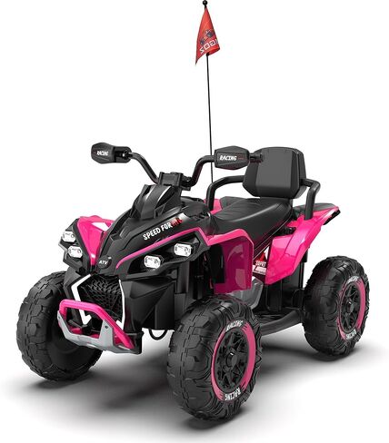 24V Kids Ride On Electric XXXL ATV w/Remote Control, Four-Wheel Shock Absorber, High Chassis, Music,Lights,USB,MP3,Power Display,Bluetooth,speeds of 1.24-3.73MPH for Kids Aged 3-12, Pink in Saudi Arabia