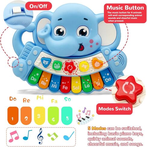 Baby Music Toys for Toddlers, Light Up Music Baby Toys for 18+ Months Early Learning Educational Piano Keyboard Infant Toys Baby Boy Girl Gifts (Unicorn-Pink) in Saudi Arabia