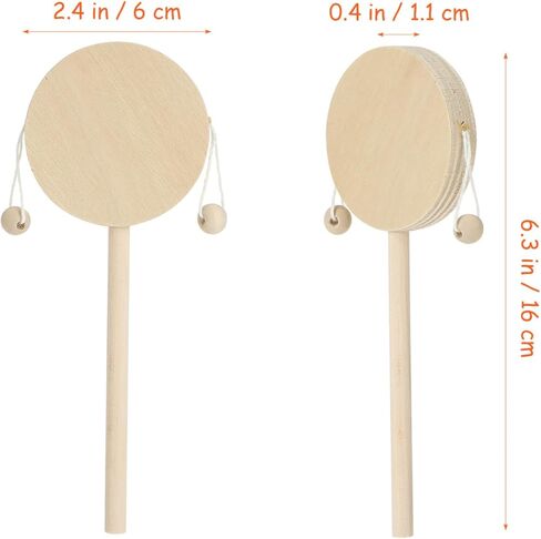 Gatuida 6-Piece DIY Rattle Drum Set, Unfinished Wooden Shaking Drum Toy for Kids, Khaki, 6.69 x 2.36 x 0.59 Inches in Saudi Arabia