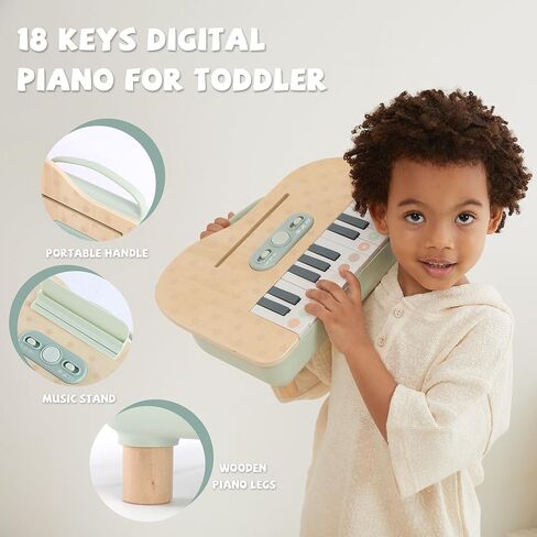 Wooden Baby Piano，18 Keys Digital Piano for Toddler ，Musical Toy Gift for Boys and Girls Over 2+ in Saudi Arabia