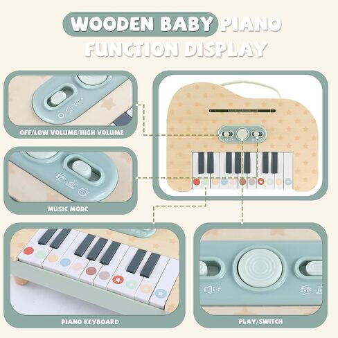 Wooden Baby Piano，18 Keys Digital Piano for Toddler ，Musical Toy Gift for Boys and Girls Over 2+ in Saudi Arabia