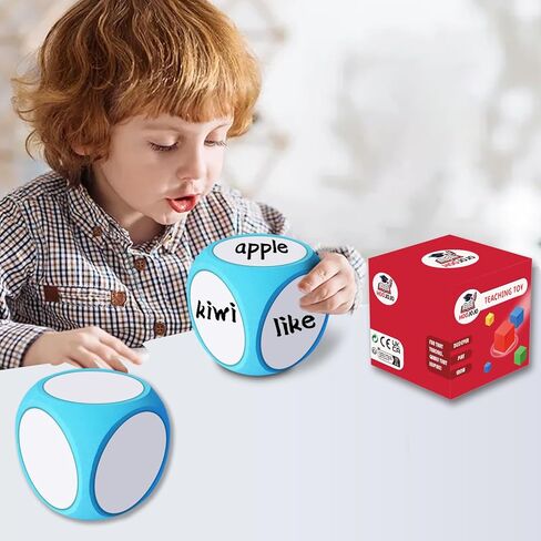 4 Inch DIY Blank Dice Set Foam Cubes Dry Erase Dice Math Cubes with 6 Pcs Blank Stickers Kindergarten Learning Activities Classroom Supplies (Blue) in Kuwait