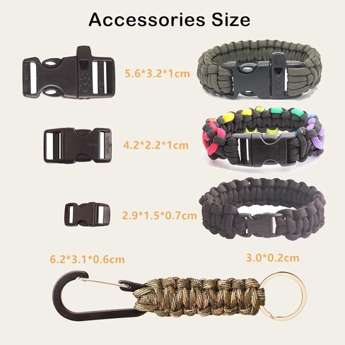 Paracord 550 Bracelets Kit 20 Feet Each Rope for Making Bracelets | 5 Types Buckles, 4mm paracord, for making keychain/bracelets ,outdoor/camping/gift/survival/tactical(A-Set) in Kuwait