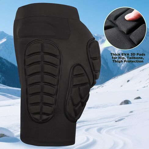 Ohmotor 3D Padded Shorts Skateboarding Snowboarding Skiing for Women Men, Snowboard Butt Pad Guard, Crash Pants Skating Protective Hip Pads, Impact Shorts in Kuwait