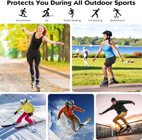 Ohmotor 3D Padded Shorts Skateboarding Snowboarding Skiing for Women Men, Snowboard Butt Pad Guard, Crash Pants Skating Protective Hip Pads, Impact Shorts in Kuwait