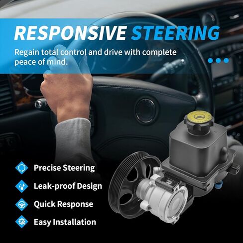 20-65990 Power Steering Pump Fit for Buick Rainier, Chevrolet Trailblazer, GMC Envoy, Isuzu Ascender, Oldsmobile Bravada, Saab 9-7x 2002-2009 with Reservoir & Pulley 2065990 26112229 in Saudi Arabia