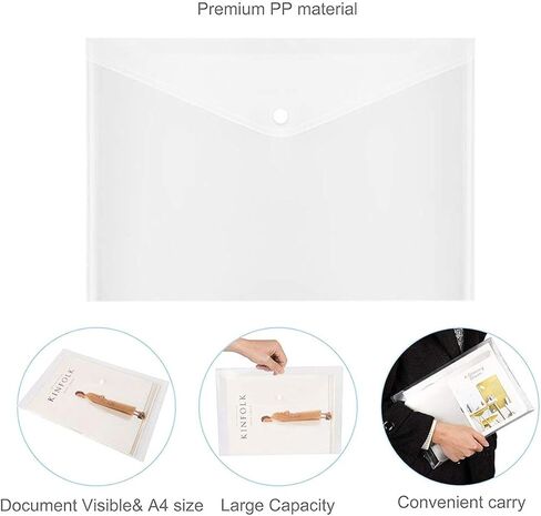 Poly Envelope, Clear Plastic Envelope Folder with Button Closure, 20PCS Document Envelopes,US Letter / A4 Size - Gtlzlz in Saudi Arabia