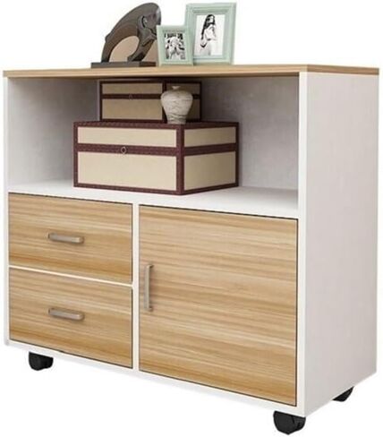 File Cabinet Mobile Low Cabinet Thickened Back File Cabinet Data Cabinet Office Storage Cabinet Printer Cabinet with Wheels Filing Cabinets(Natural) in Saudi Arabia