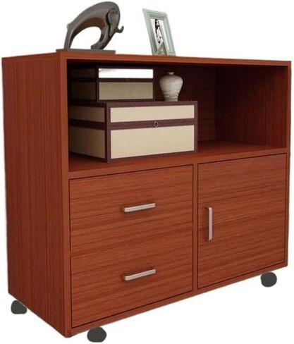 File Cabinet Mobile Low Cabinet Thickened Back File Cabinet Data Cabinet Office Storage Cabinet Printer Cabinet with Wheels Filing Cabinets(Natural) in Saudi Arabia