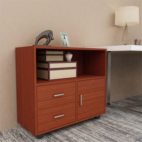 File Cabinet Mobile Low Cabinet Thickened Back File Cabinet Data Cabinet Office Storage Cabinet Printer Cabinet with Wheels Filing Cabinets(Natural) in Saudi Arabia