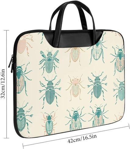 Leather Laptop Bag for Men Women, Beetle Pattern Design Printed 16.5 Inch Laptop Messenger Bags, Work Computer Bag Satchel Bag Best Gifts in Saudi Arabia