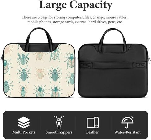 Leather Laptop Bag for Men Women, Beetle Pattern Design Printed 16.5 Inch Laptop Messenger Bags, Work Computer Bag Satchel Bag Best Gifts in Saudi Arabia
