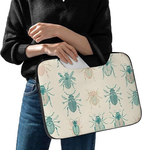 Leather Laptop Bag for Men Women, Beetle Pattern Design Printed 16.5 Inch Laptop Messenger Bags, Work Computer Bag Satchel Bag Best Gifts in Saudi Arabia