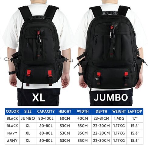Large Laptop Backpack with Shoe Compartment, Waterproof Rucksack 15.6/17 Inch, Travel School Gym Work College Bags for Men (Black, XL(60L)) in Saudi Arabia