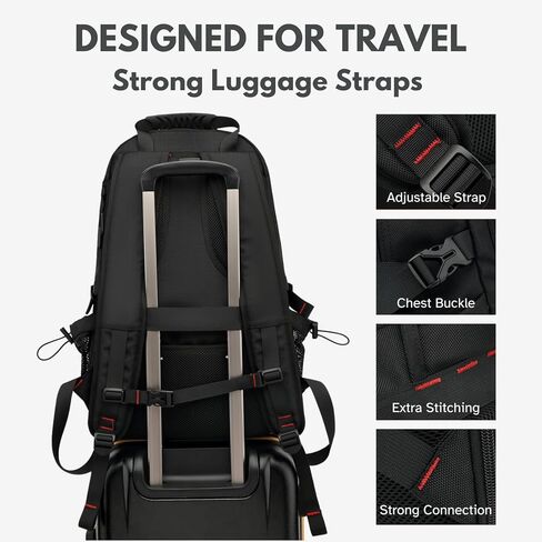 Large Laptop Backpack with Shoe Compartment, Waterproof Rucksack 15.6/17 Inch, Travel School Gym Work College Bags for Men (Black, XL(60L)) in Saudi Arabia