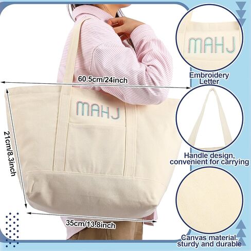 3 Pcs Empty Mahjong Bag Set for American Mahjong Tiles Bag with Zipper Embroidered Canvas PVC Nylon Pouch Anti-slip Board Game Table Mat for Women Lover Gift Accessory(Blue) in Saudi Arabia