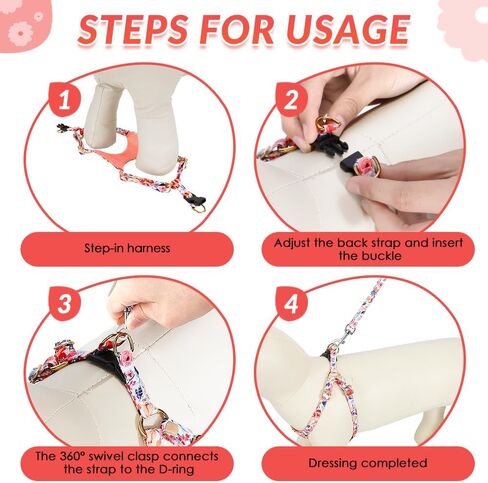 Lukovee Puppy Harness and Leash Set, No Pull Lightweight Soft Suede Adjustable Pet Harness Vest with Snap Buckle for Puppy Small and Medium Size Dog (Pink-XXS) in Kuwait