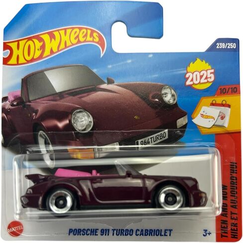 Hot Wheels Porsche 911 Turbo Cabriolet (964) Bordeaux HYW37 - Licensed Porsche Model - Then and Now 2025 - 1:64 in Saudi Arabia
