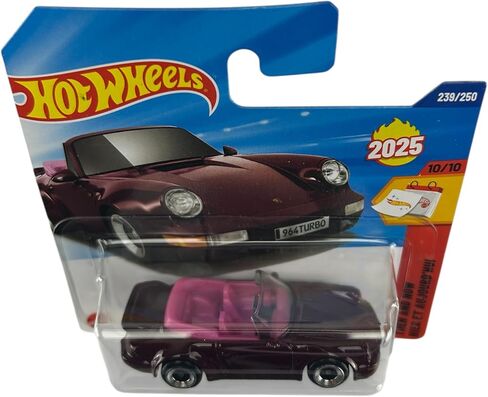 Hot Wheels Porsche 911 Turbo Cabriolet (964) Bordeaux HYW37 - Licensed Porsche Model - Then and Now 2025 - 1:64 in Saudi Arabia
