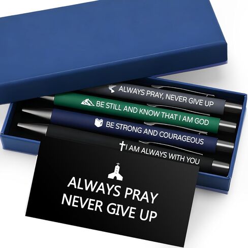 Ctosree 4 Pcs Christmas Fancy Pen Gift Set for Men Black Ink Ballpoint Pens & Gift Box with Cards for Men Job Gratitude Motivation Birthday Office Writing Gifts Occupations Enthusiasts(Bible) in Saudi Arabia