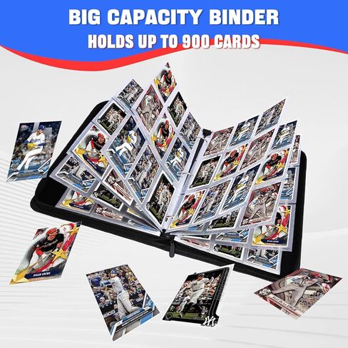 Hockey Card Binder 900 Pockets, 50 Sleeves Trading Card Holder Album, 3-Ring Zippered Sports Card Organizer Display Storage Protectors, Gift for Hockey Card Collectors in Saudi Arabia