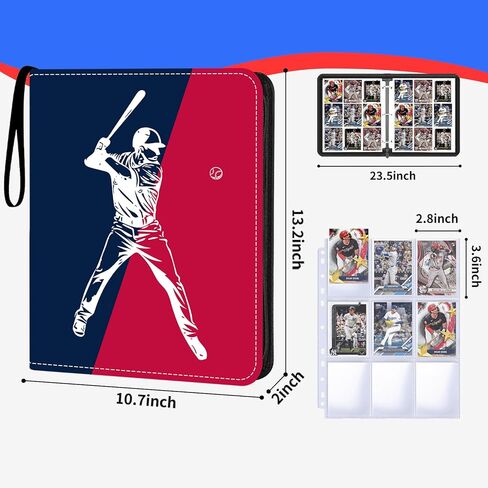Hockey Card Binder 900 Pockets, 50 Sleeves Trading Card Holder Album, 3-Ring Zippered Sports Card Organizer Display Storage Protectors, Gift for Hockey Card Collectors in Saudi Arabia