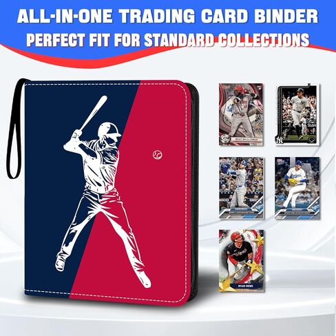 Hockey Card Binder 900 Pockets, 50 Sleeves Trading Card Holder Album, 3-Ring Zippered Sports Card Organizer Display Storage Protectors, Gift for Hockey Card Collectors in Saudi Arabia