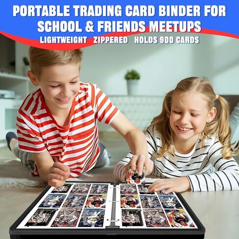 Hockey Card Binder 900 Pockets, 50 Sleeves Trading Card Holder Album, 3-Ring Zippered Sports Card Organizer Display Storage Protectors, Gift for Hockey Card Collectors in Saudi Arabia