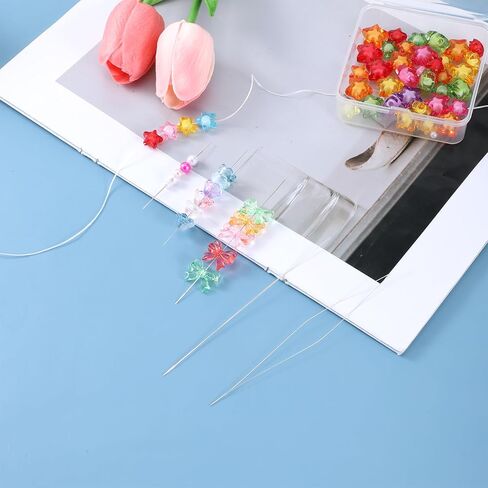 5 قطع إبر الديكور 5 أحجام البذور الخرز إبرة العين الكبيرة الديكور الإبر مع إبرة زجاجة الخرز التطريز للأساور الحرفية وصناعة المجوهرات in Kuwait