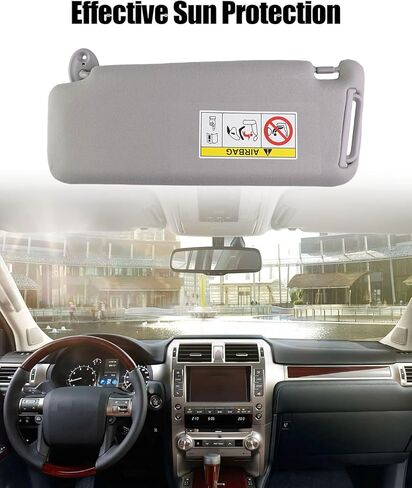 Passenger Side Sun Visor Fit for Lexus GX460 2010-2023, Front Right Sun Shade Replace 74310-60D21-A0 7431060D21A0, Gray Sun Protection Shade with Makeup Mirror in Saudi Arabia