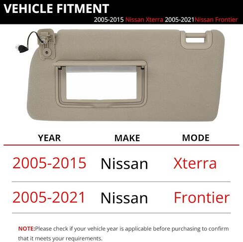 واقي من الشمس يناسب 2005-2015 Nissan Xterra 2005-2021 Nissan Frontier الجانب الأيسر للسائق مع استبدال الضوء # 96401- EA001 بيج in Kuwait