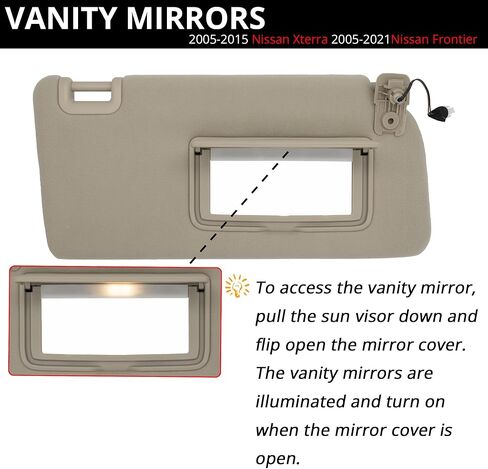 Sun Visor Fits for 2005-2015 Nissan Xterra 2005-2021 Nissan Frontier Left Driver Side with Light Replace# 96401- EA001 Beige in Saudi Arabia
