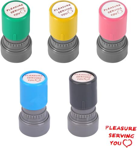 3pcs Pleasure Serving You Stamps, Server Stamps for Checks Stationery Stamp Self Ink Stamp for Service Work (Pink, Green, Yellow) in Saudi Arabia