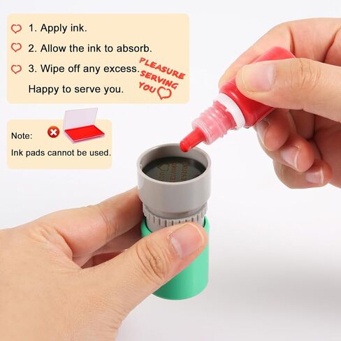 3pcs Pleasure Serving You Stamps, Server Stamps for Checks Stationery Stamp Self Ink Stamp for Service Work (Pink, Green, Yellow) in Saudi Arabia