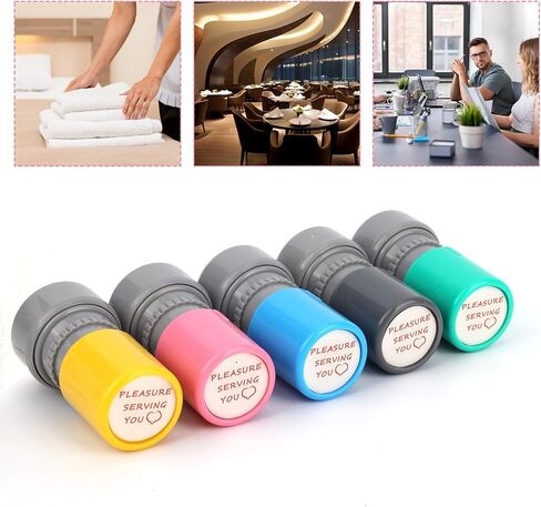 3pcs Pleasure Serving You Stamps, Server Stamps for Checks Stationery Stamp Self Ink Stamp for Service Work (Pink, Green, Yellow) in Saudi Arabia