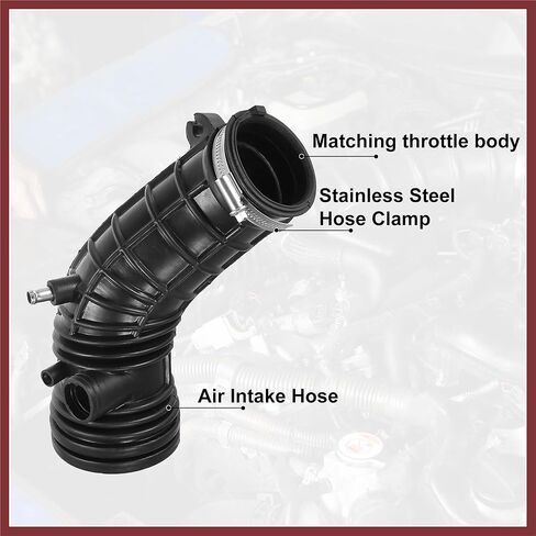 Air Cleaner Intake Hose Tube with Clamps 17228-RBB-A00 - Car - Engine Filter Air Intake Duct Hose Tube - for Acura TSX 2.4L L4 Gas 2006-2008 Rubber Black - 1Pc Replace Parts in Saudi Arabia