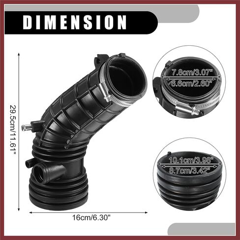 Air Cleaner Intake Hose Tube with Clamps 17228-RBB-A00 - Car - Engine Filter Air Intake Duct Hose Tube - for Acura TSX 2.4L L4 Gas 2006-2008 Rubber Black - 1Pc Replace Parts in Saudi Arabia