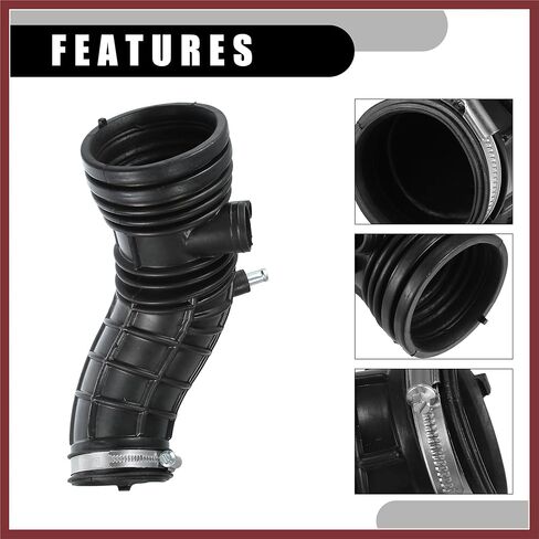 Air Cleaner Intake Hose Tube with Clamps 17228-RBB-A00 - Car - Engine Filter Air Intake Duct Hose Tube - for Acura TSX 2.4L L4 Gas 2006-2008 Rubber Black - 1Pc Replace Parts in Saudi Arabia