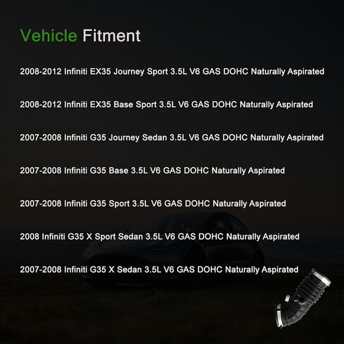 AUCERAMIC Engine Air Intake Hose, Left and Right Side Fit for Infiniti EX35 2008-2012, G35 2007-2008 3.5L V6 Replace# 16576-JK20A 16576-JK21A 16576-JK21B 16576-JK20B 16576JK20A (2PCS) in Saudi Arabia