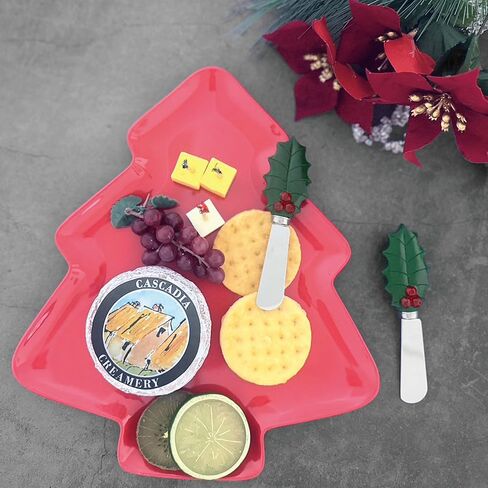 Supreme Housewares Tis the Season Cheese Spreaders, Hand-Painted Resin Handles with Stainless Steel Blades for Spreading Cream Cheese, Butter, and Jam, Assorted Christmas Designs, Set of 4 in Saudi Arabia