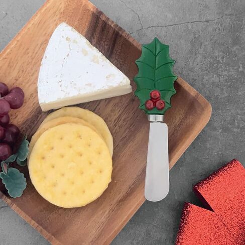 Supreme Housewares Tis the Season Cheese Spreaders, Hand-Painted Resin Handles with Stainless Steel Blades for Spreading Cream Cheese, Butter, and Jam, Assorted Christmas Designs, Set of 4 in Saudi Arabia