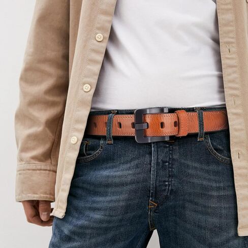 Full Grain Leather Belts for Men Non Metal Nickel Free Tsa Approved Hypoallergenic Belt with Plastic Buckle 38mm Wide in Kuwait