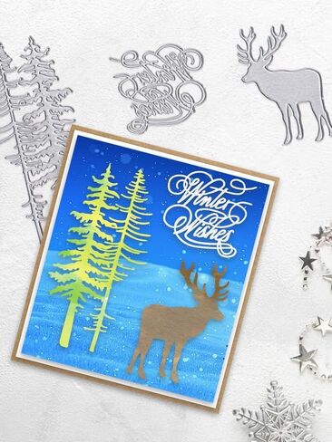 Metal Christmas Tree Cutting Dies, Merry Christmas Words Die Cuts Elk Dies Embossing Stencils Template Mould for Card Scrapbooking and DIY Craft Album Paper Card Decor in Saudi Arabia