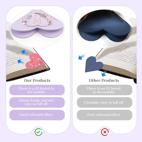 6 Pack Macaron Colorful Bookmarks,Heart Shape Leather Bookmark Set with Floral Initials,Cute UV Printed Design,Bulk Graduation Gifts for Students Teachers Book Lovers,Vintage Thank You Present (M) in Saudi Arabia