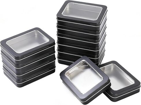 LJY 12-Pack Rectangular Metal Empty Tins, Mini Storage Organizer Boxes with Secure Hinged Lids, Suitable for Crafts, Jewelry, Beads, Office Supplies DIY, Blank Containers 4.5x3.3x0.9 Inch (Silver) in Saudi Arabia