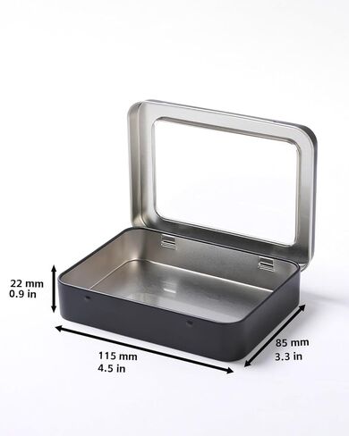 LJY 12-Pack Rectangular Metal Empty Tins, Mini Storage Organizer Boxes with Secure Hinged Lids, Suitable for Crafts, Jewelry, Beads, Office Supplies DIY, Blank Containers 4.5x3.3x0.9 Inch (Silver) in Saudi Arabia