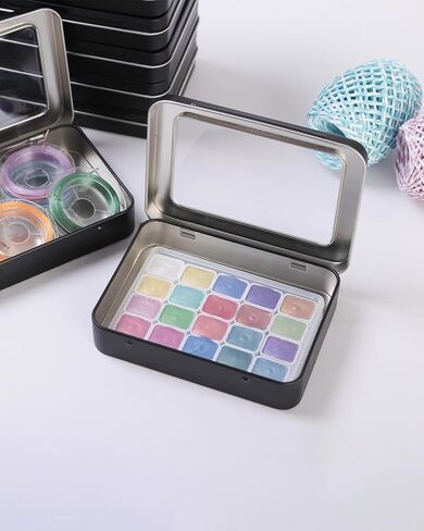 LJY 12-Pack Rectangular Metal Empty Tins, Mini Storage Organizer Boxes with Secure Hinged Lids, Suitable for Crafts, Jewelry, Beads, Office Supplies DIY, Blank Containers 4.5x3.3x0.9 Inch (Silver) in Saudi Arabia
