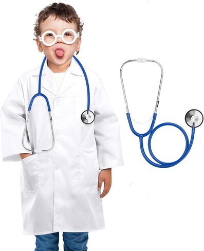 Doctor Costume for Kids, Toddler Doctor Coat with Stethoscope, Kids Lab Coat Career Day Costume for Boys Girls in Saudi Arabia